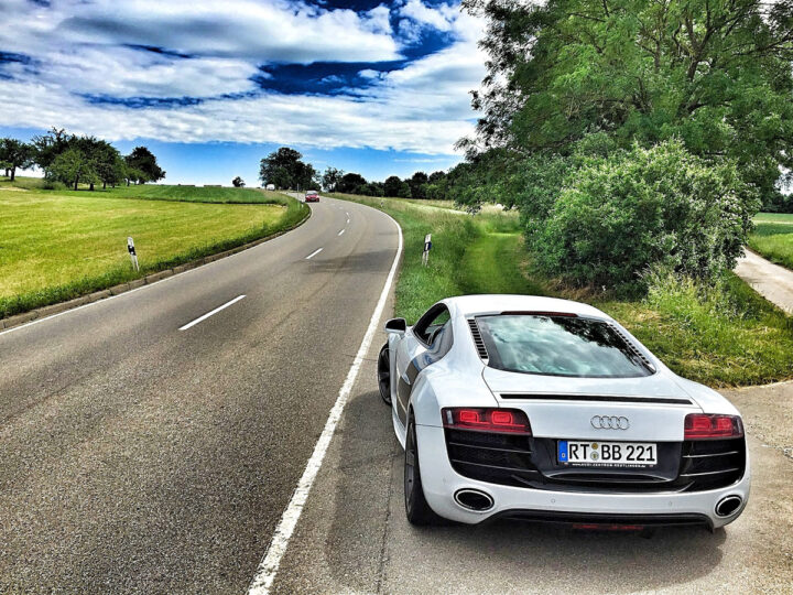 Sport car was spotted on the remote village